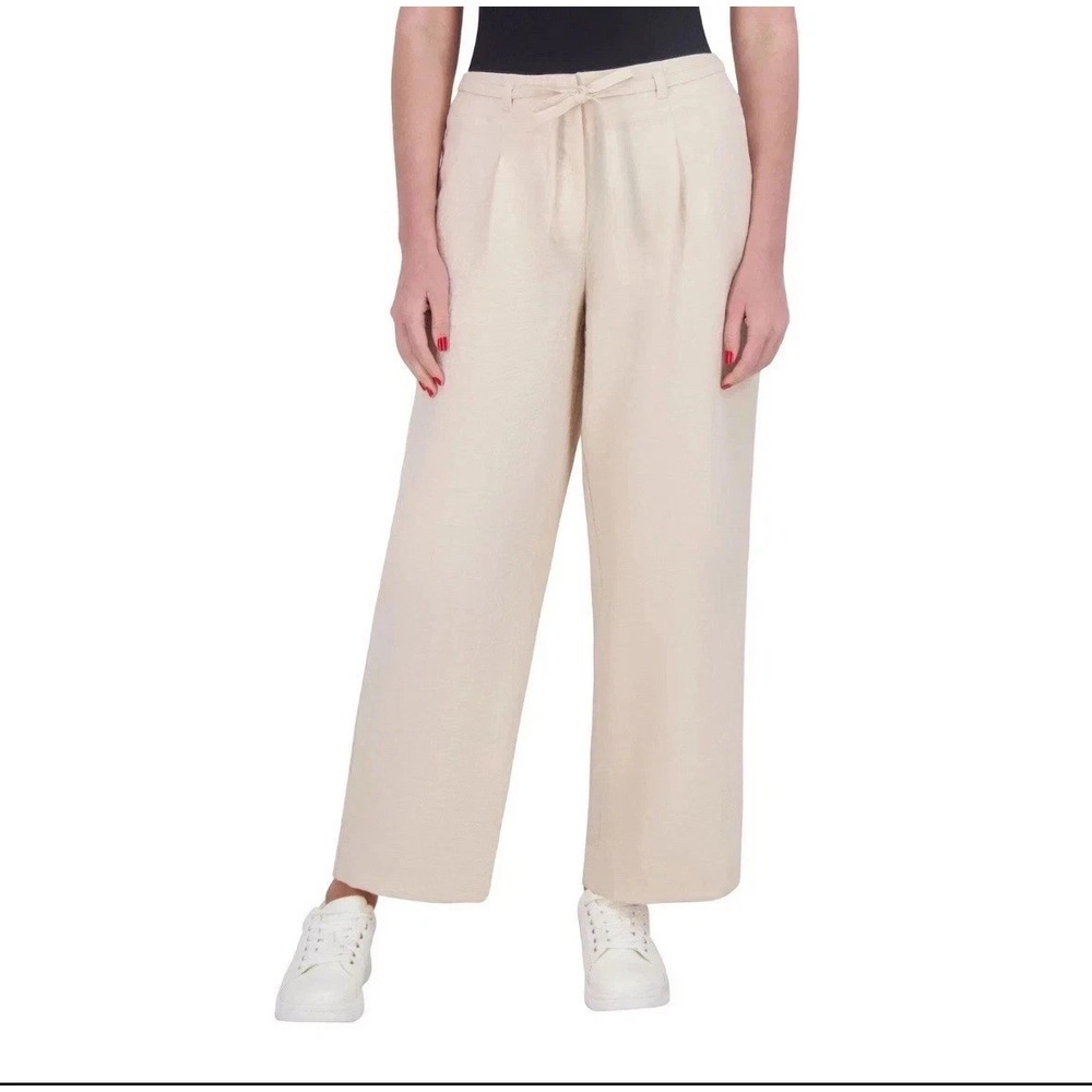 DKNY Women's Drawstring Ankle Pant, Tan, Size 6 - Picture 2 of 5